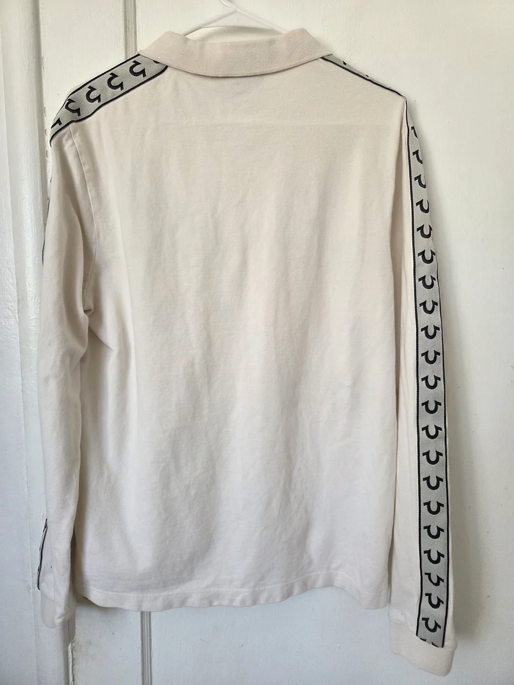 True Religion Men's Cream Long-Sleeve Polo Medium